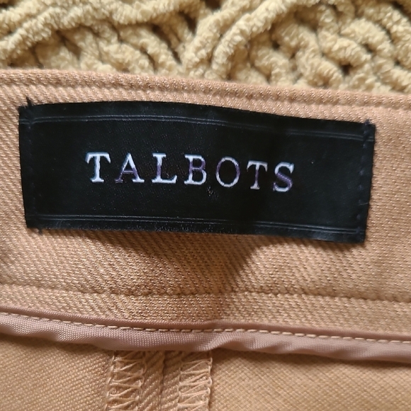 Talbots Tan Equestrian-themed Dalton Pants w/ Faux-Suede Patch - Size 16 - Picture 7 of 9